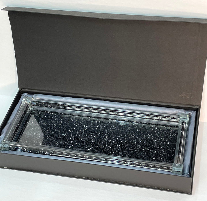 Ambrose Exquisite Large Glass Tray In Gift Box - Black