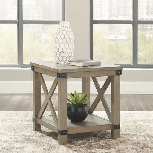 Aldwin - Gray - Rectangular End Table - Crossbuck Styling Unique Piece Furniture