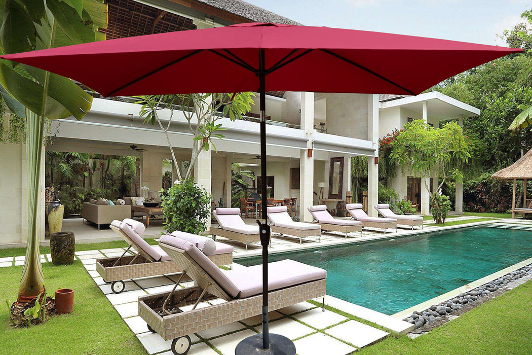 6 X 9 Ft Patio Umbrella Outdoor Waterproof Umbrella With Crank And Push Button Tilt Without Flap For Garden Backyard Pool Swimming Pool Market - Burgundy