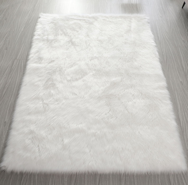 Cozy Collection Ultra Soft Fluffy Faux Fur Sheepskin Area Rug In White
