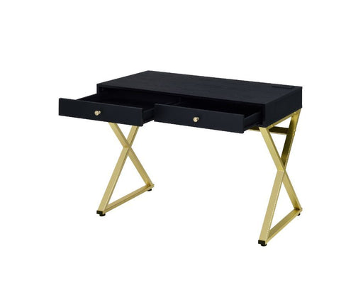 Coleen - Desk - Black & Brass Finish Unique Piece Furniture
