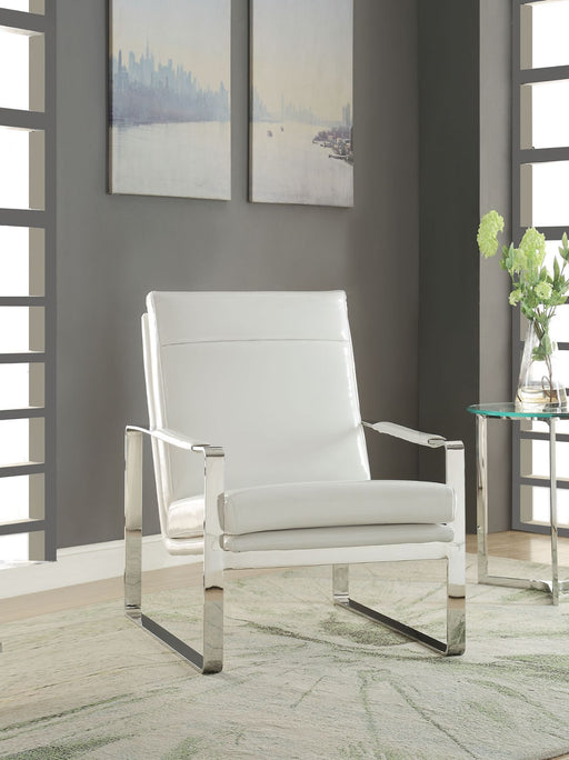 Rafael - Accent Chair - White PU & Stainless Steel Unique Piece Furniture