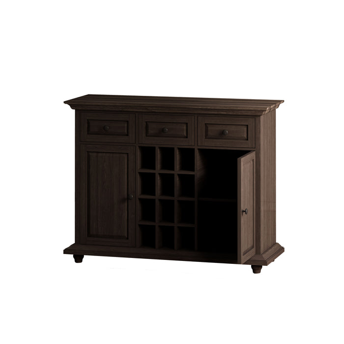 Vintage Style 3-Drawer 2 - Door Storage Cabinet With 12 - Grid Wine Rack, For Living Room, Kitchen, Dining Room