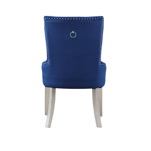 Varian - Side Chair - Blue Fabric & Antique Platinum Unique Piece Furniture