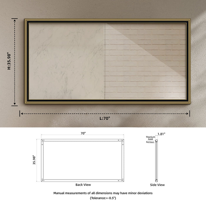 7036Bathroom Mirror Anti- Fog Mirror Without Led Light Modern Style - White / Gold