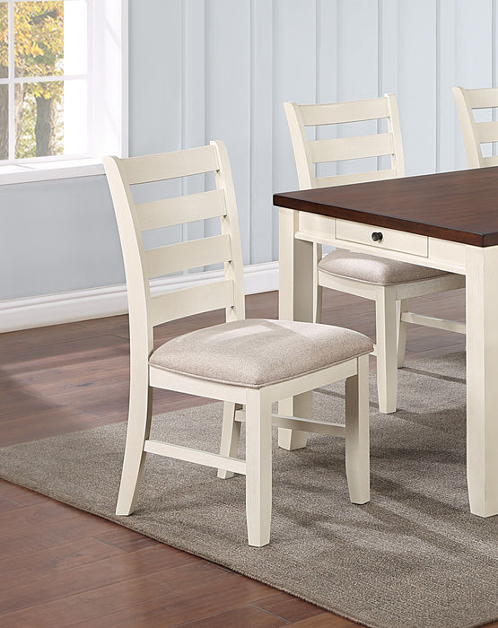 Gorgeous Classic Dining Room Furniture 7 Pieces Dining Set Dining Table Drawers 6 Side Chairs White Rubberwood Walnut Acacia Veneer Ladder Back Chair