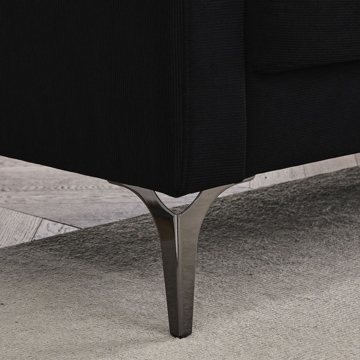 Sofa Chair, With Square Arms And Tight Back, Corduroy Black