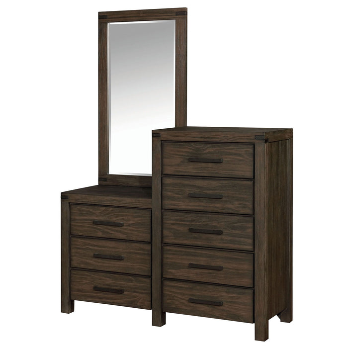 Rexburg - 8 Drawer Dresser Mirror - Wire - Brushed Rustic Brown Unique Piece Furniture