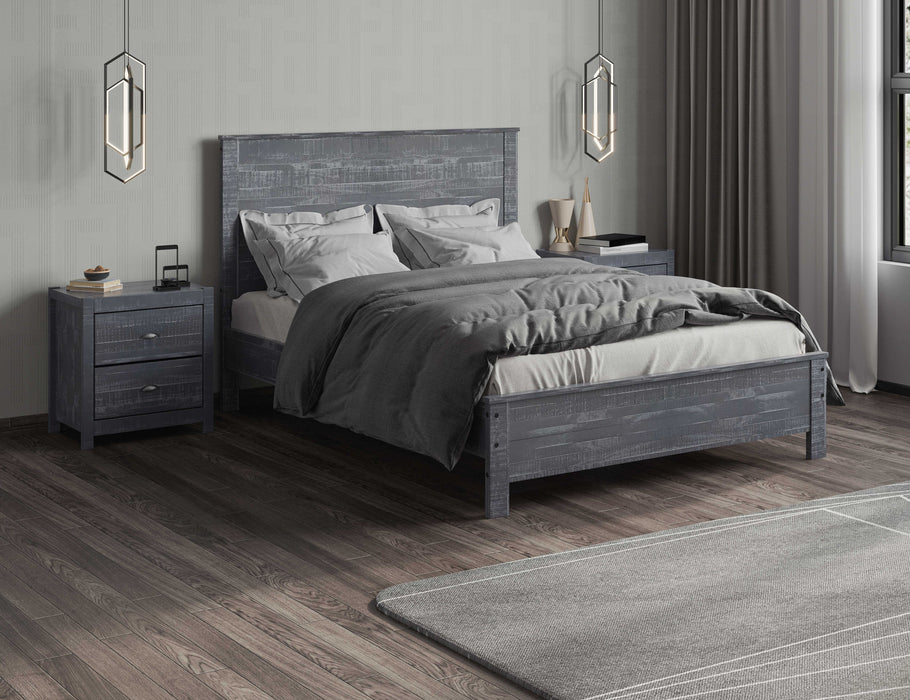 Yes4Wood Albany Solid Wood Grey Bed, Modern Rustic Wooden Twin Size Bed Frame Box Spring Needed