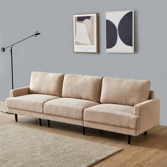 Modern Fabric Sofa L Shape, 3 Seater With Ottoman - 104.6" Beige
