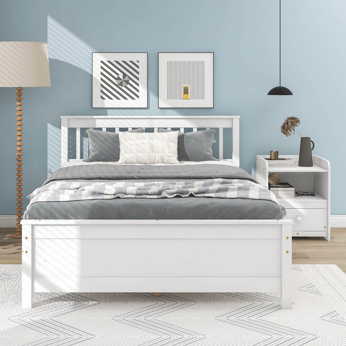 Full Bed With Headboard And Footboard With Nightstand - White