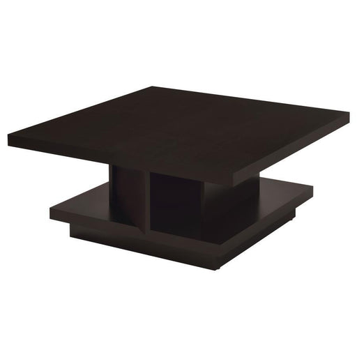 Reston - Pedestal Square Coffee Table - Cappuccino Unique Piece Furniture