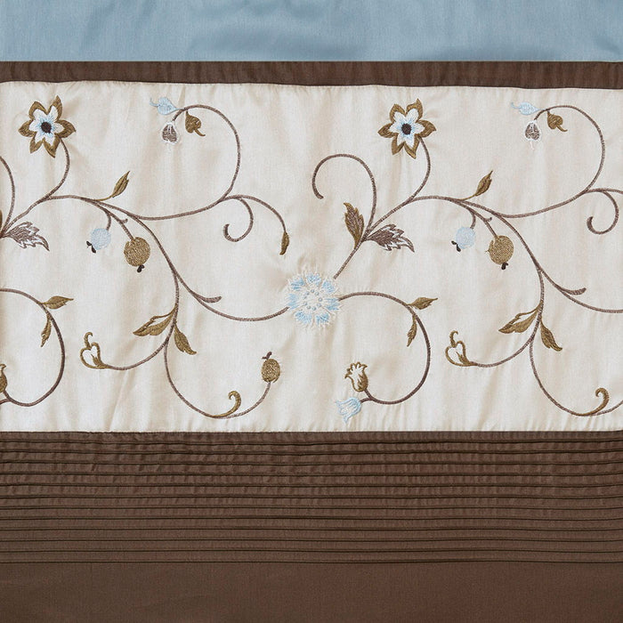Embroidered Curtain Panel - Blue