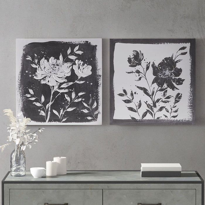 Embellished Floral (Set of 2) Canvas Wall Art Set