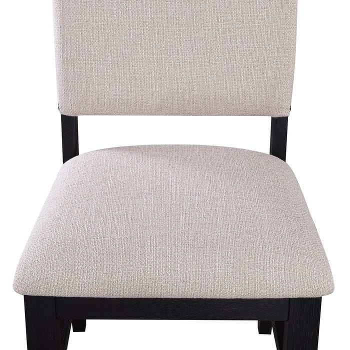 Transitional Relaxed Vintage Style 2 Piece Warm Charcoal Black Finish Finish Nailhead Trim Side Chairs Standard Height Dining Chairs Fabric Upholstery