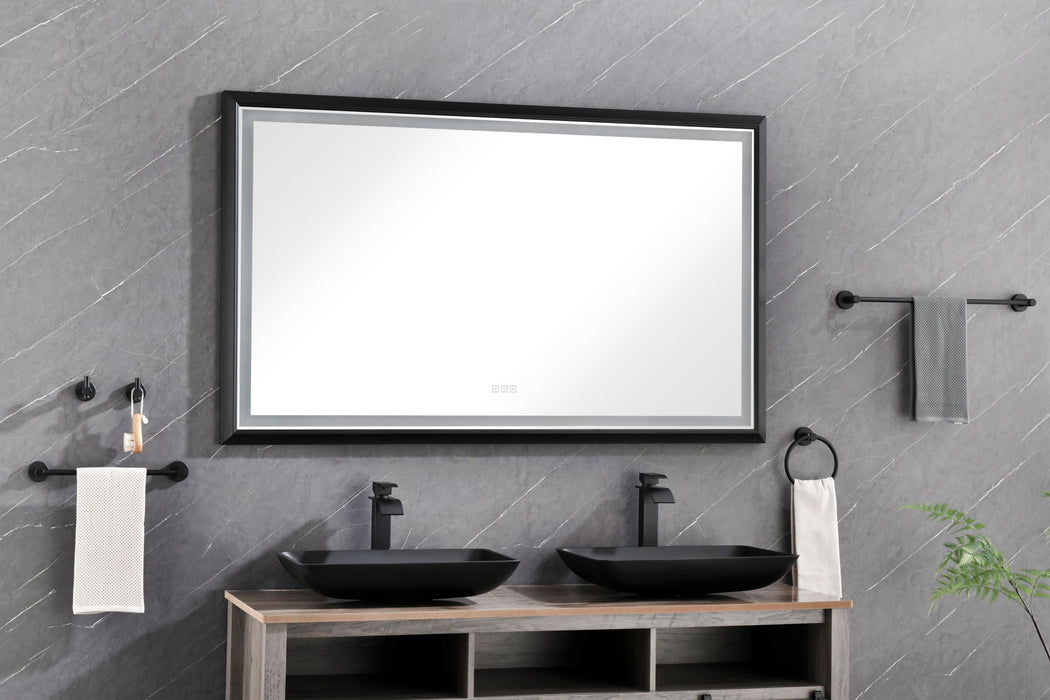 84 Width X 48 Height Oversized Rectangular - Black Framed Led Mirror Anti-Fog Dimmable Wall Mount Bathroom Vanity Mirror Hd Wall Mirror Kit
