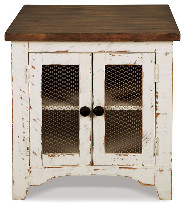 Wystfield - White / Brown - Rectangular End Table - 2 Doors Unique Piece Furniture