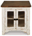 Wystfield - White / Brown - Rectangular End Table - 2 Doors Unique Piece Furniture