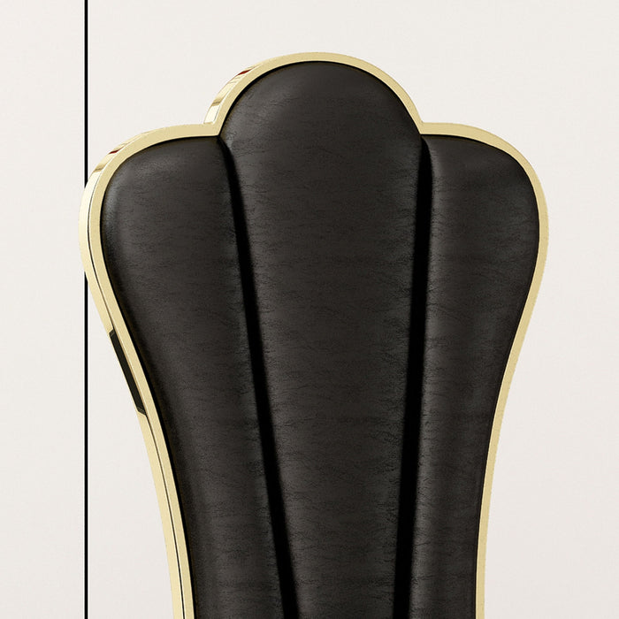 Modern Leatherette Dining Chairs (Set of 2) Unique Backrest Design, Stripe Armless Chair