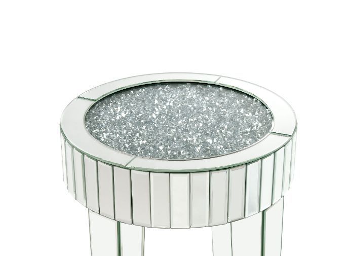 Ornat - End Table - Mirrored & Faux Diamonds - 24" Unique Piece Furniture