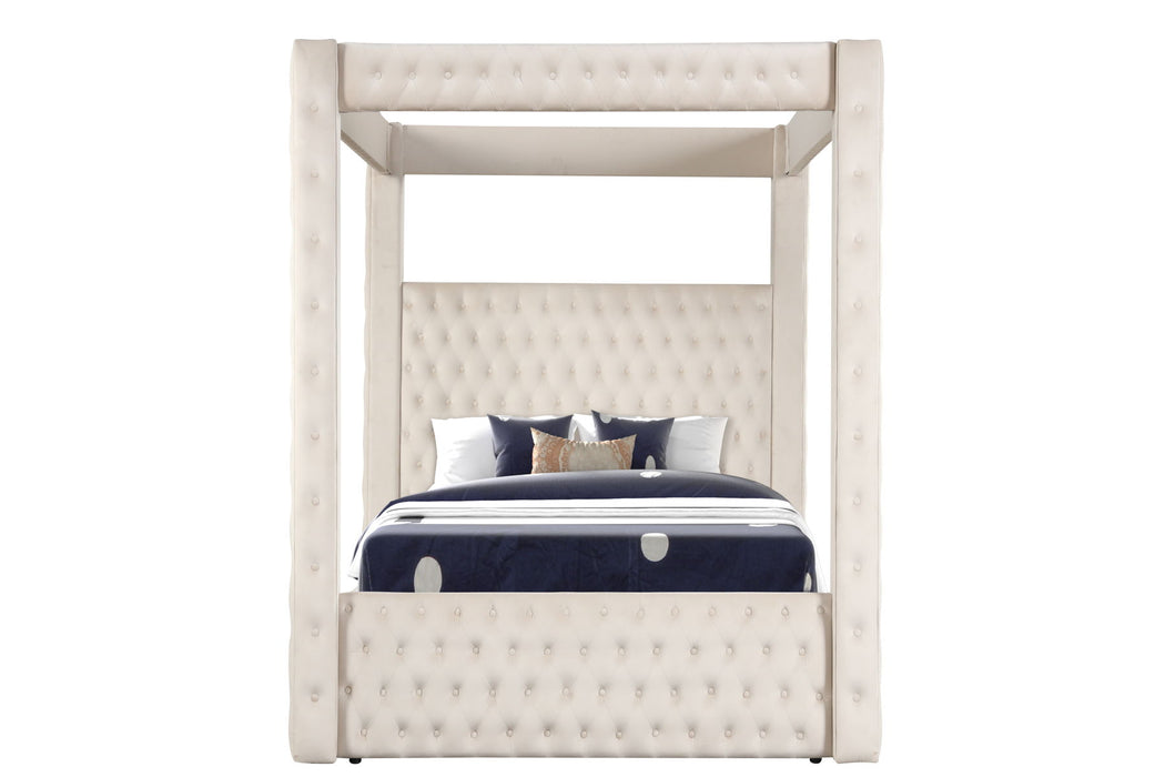 Monica Luxurious Four - Poster Full Bed Made With Wood In Cream