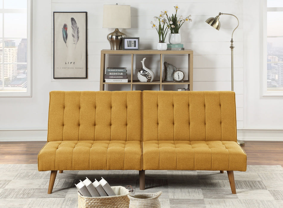 Mustard Color Modern Convertible Sofa 1 Piece Set Couch Polyfiber Plush Tufted Cushion Sofa Living Room Furniture Wooden Legs