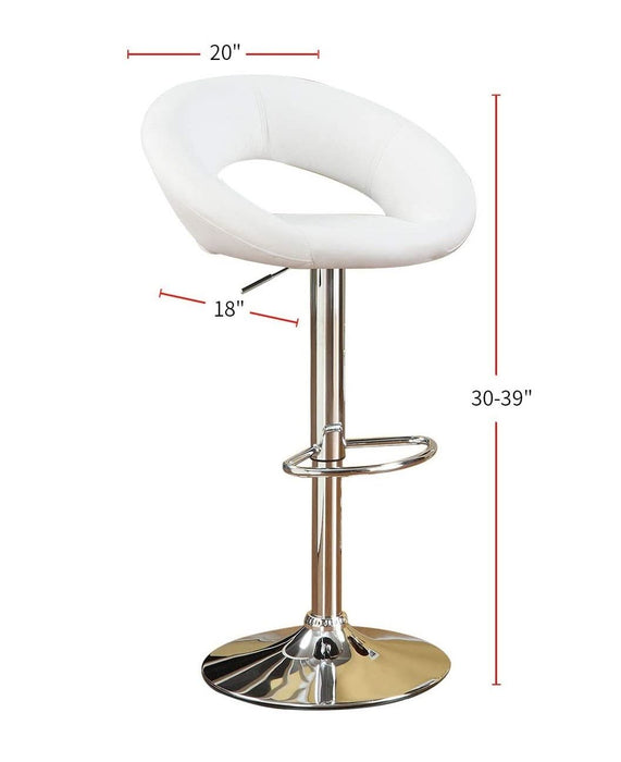 White Faux Leather Stool Adjustable Height Chairs (Set of 2) Chair Swivel Design Chrome Base Pvc Dining Furniture