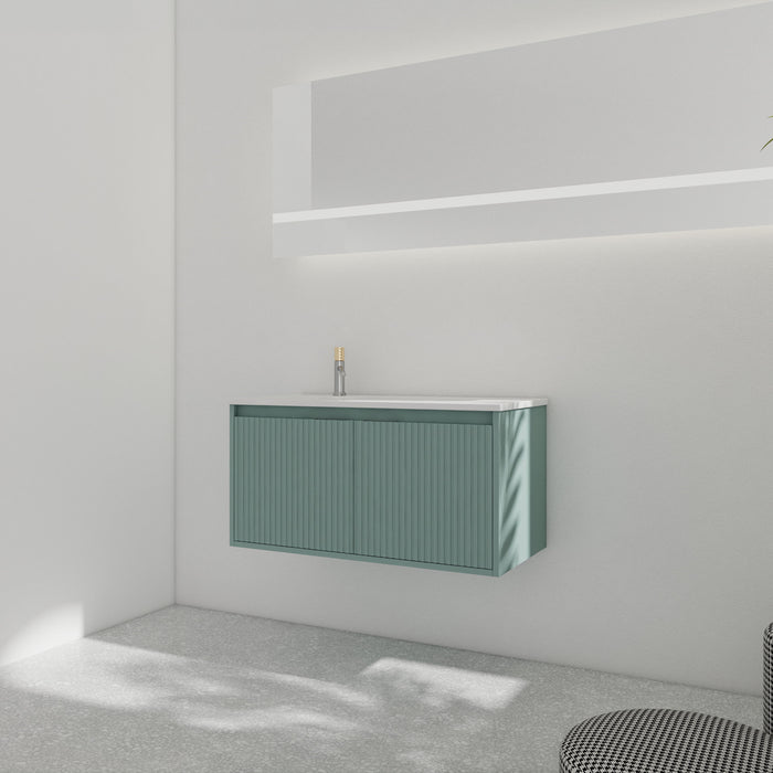 36" Floating Bathroom Vanity With Drop-Shaped Resin Sink