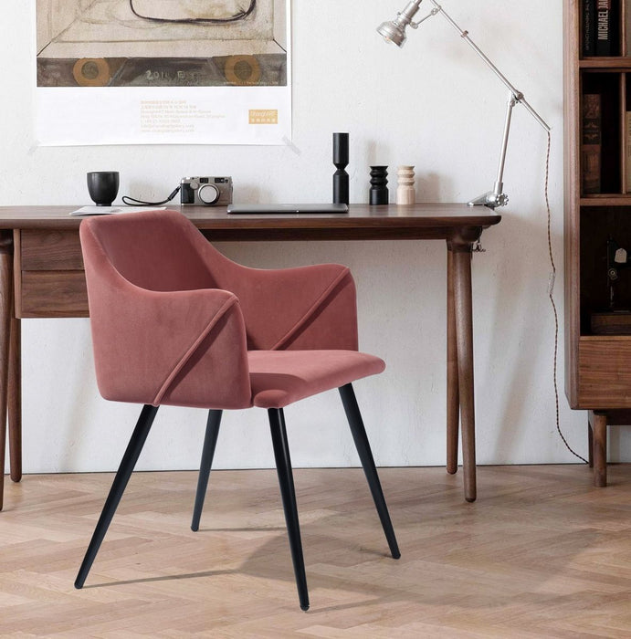 Upholstered Velvet Arm Dining Chair (Set of 2) - Rose