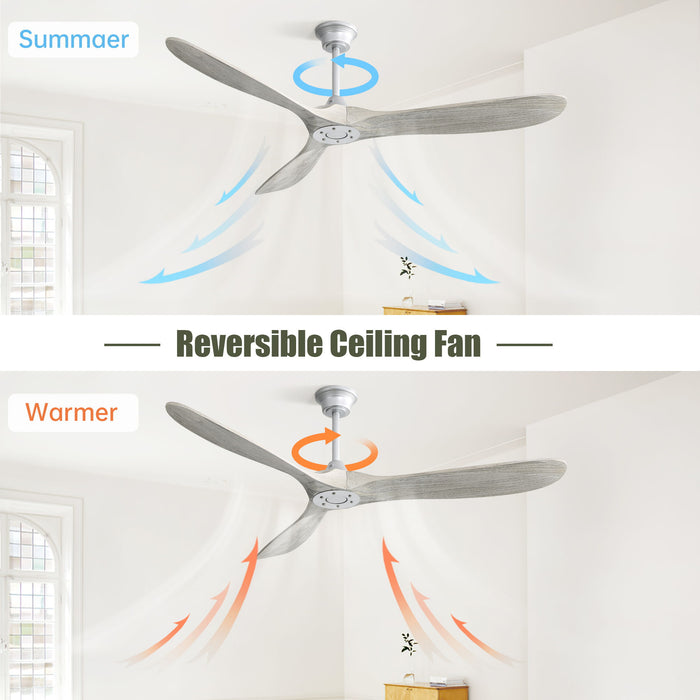Indoor Solid Wood Ceiling Fan With 6 Speed Remote Control Reversible Dc Motor For Living Room