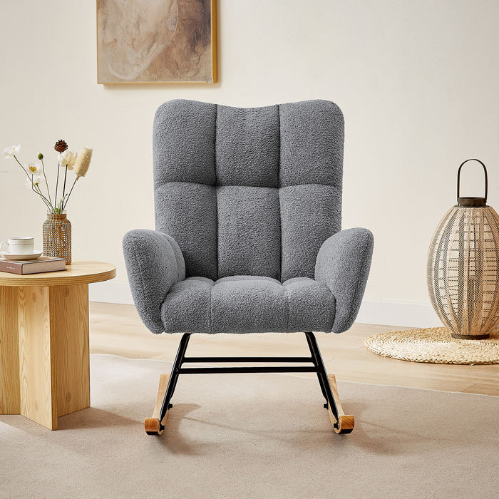 Gray Teddy Fabric Rocking Chair - Gray