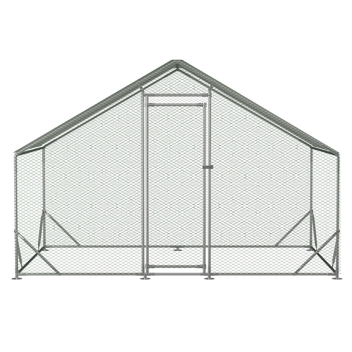 Large Metal Chicken Coop, Walk-In Chicken Run, Galvanized Wire Poultry Chicken Hen Pen Cage, Rabbits Duck Cages With Waterproof And Anti-Ultraviolet Cover For Outside