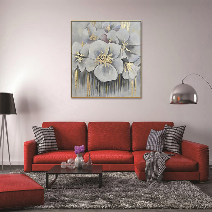 Home Hand Painted"Golden Anther Blossoms" Oil Painting