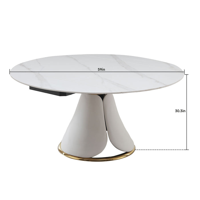 Fashion Modern Sinntered Stone Dining Table With Simple And Multi - Functional Retractable Dining Table With 6 Pieces Chairs