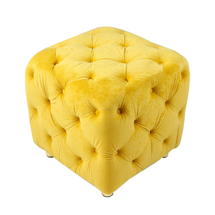 Yellow Modern Upholstered Ottoman, Exquisite Small End Table, Soft Foot Stool, Dressing Makeup Chair, Comfortable Seat For Living Room, Bedroom, Entrance
