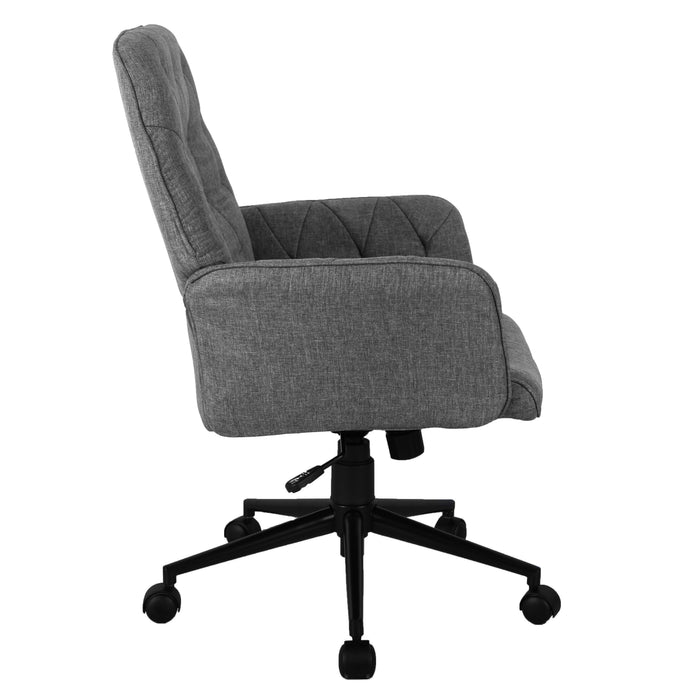 Techni Mobili Modern Upholstered Tufted Office Chair With Arms, Gray