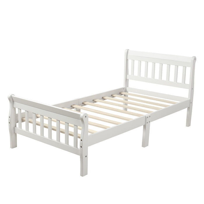 Wood Platform Bed Twin Bed Frame Panel Bed Mattress Foundation Sleigh Bed With Headboard/Footboard/Slat Support