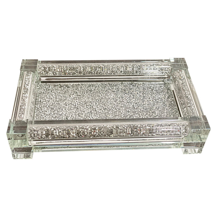 Ambrose Exquisite Small Glass Tray In Gift Box - Silver