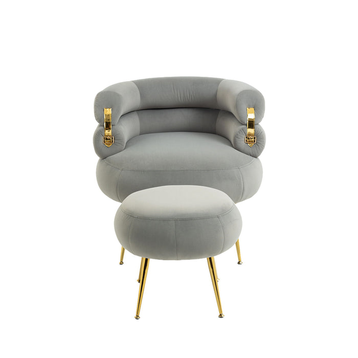 Coolmore Velvet Accent Chair Modern Upholstered Armchair Tufted Chair With Metal Frame - Gray
