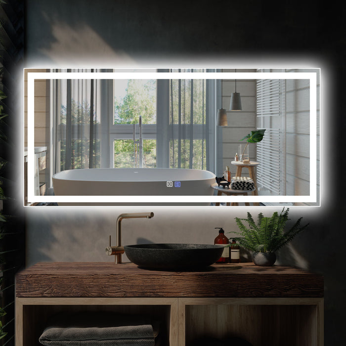 LED Bathroom Vanity Mirror With Light, 60 X 28", Anti Fog, Dimmable, Color Temper 5000K, Backlit / Front Lit, Both Vertical And Horizontal Wall Mounted Vanity Mirror