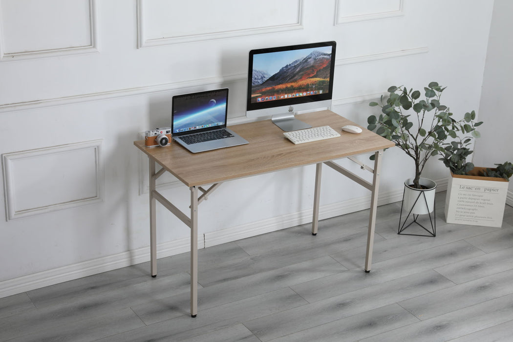 Folding Table Desk Black 47x24 Inches Computer Workstation Creamy White