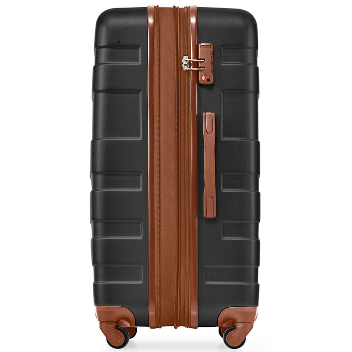 Luggage Sets New Model Expandable Abs Hardshell 3 Pieces Clearance Luggage Hardside Lightweight Durable Suitcase Sets Spinner Wheels Suitcase With Tsa Lock 20''24''28'' - Black And Brown