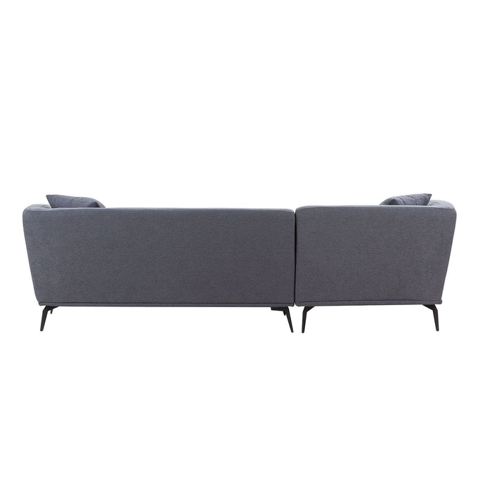 102" L-Shape Sectional Sofa Couch With Chaise Lounge For Living Room / Office, Metal Legs, Dark Gray