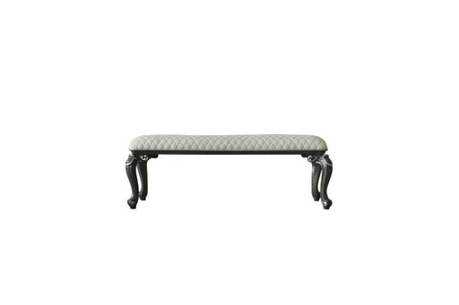 House - Delphine - Bench - Two Tone Ivory Fabric & Charcoal Finish Unique Piece Furniture