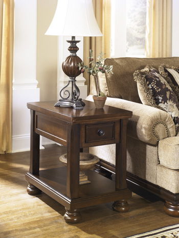 Porter - Rustic Brown - Chair Side End Table Unique Piece Furniture