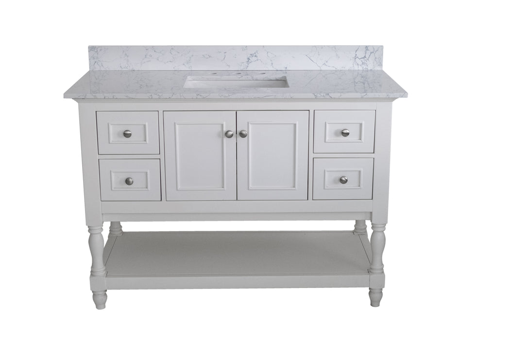 Montary 43" X 22" Bathroom Stone Vanity Top Carrara Jade Engineered Marble Color With Undermount Ceramic Sink And 3 Faucet Hole With Backsplash