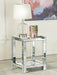 Valentina - Square End Table With Glass Top Mirror Unique Piece Furniture