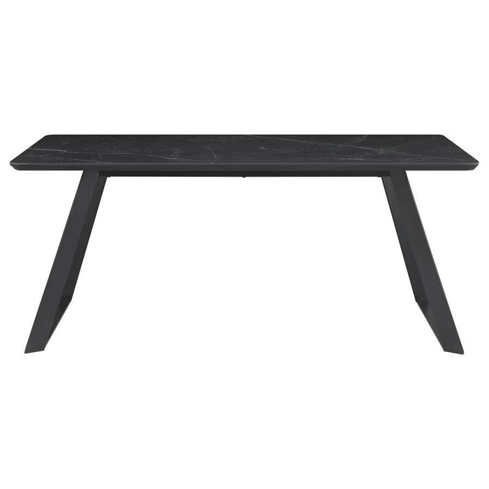 Smith - Rectangle Ceramic Top Dining Table - Black And Gunmetal Unique Piece Furniture