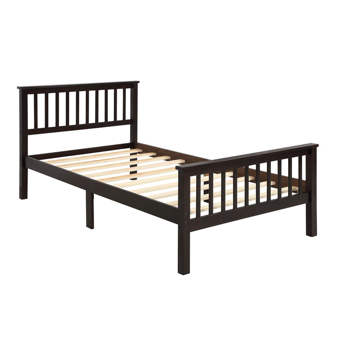 Wood Platform Bed Twin Bed With Headboard And Footboard - Espresso