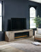 Krystanza - Weathered Gray - TV Stand With Wide Fireplace Insert Unique Piece Furniture